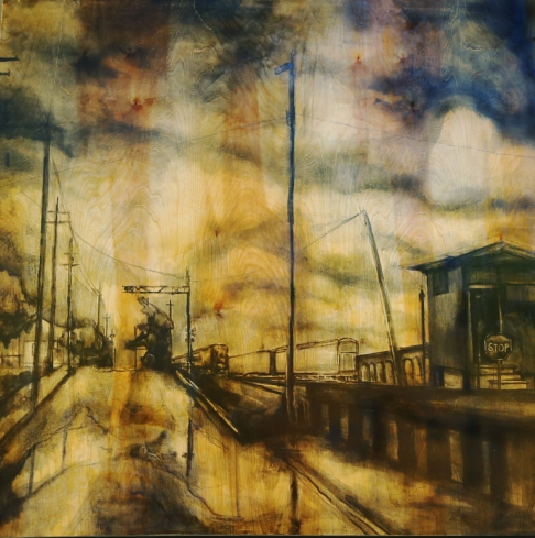 The Only Hill on Chartres by Sarah Nelson | Mixed Media on Wood Panel The Only Hill on Chartres